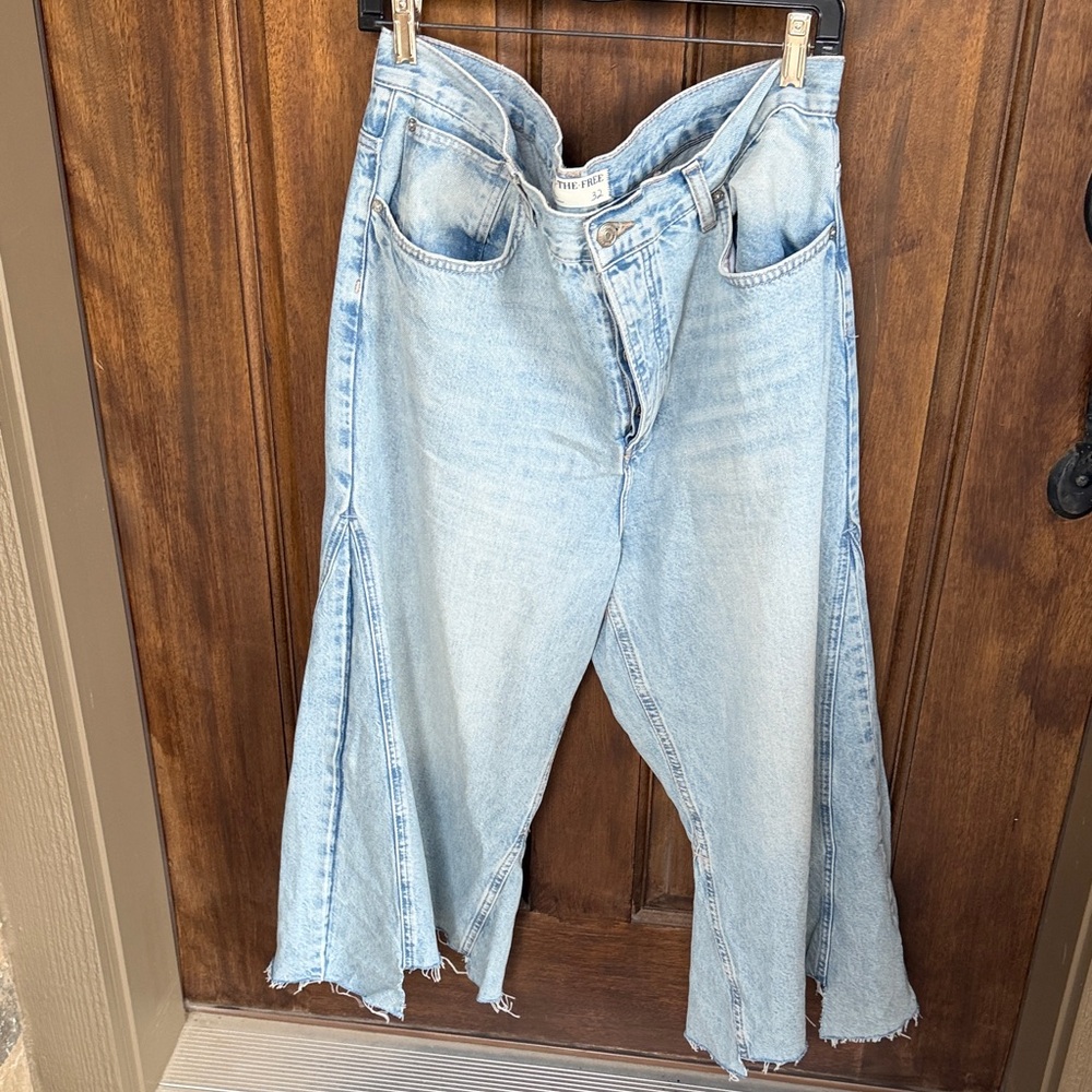 Free People Ripple Wide Leg Crop Jeans